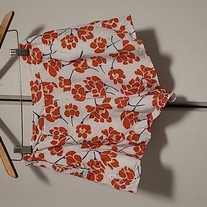 White. Orange floral short